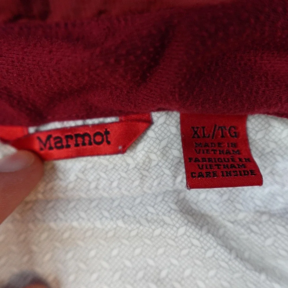 Marmot Jacket Mens XL Red Hooded Full Zip Lightweight Windbreaker Colorblock
